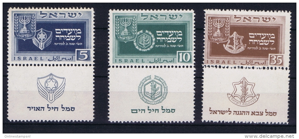 ISRAEL: 1952, Mi 19-21, Tab MNH/** - Ongebruikt (zonder Tabs)