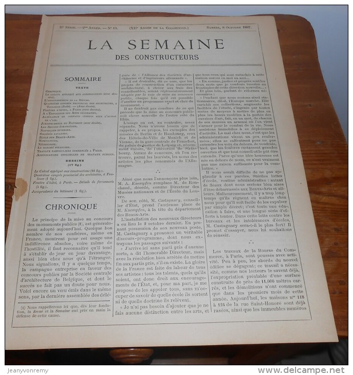 La Semaine Des Constructeurs. N°15.  8  Octobre 1887. Hôtel Particulier à Paris, Rue Nouvelle. - Magazines - Before 1900