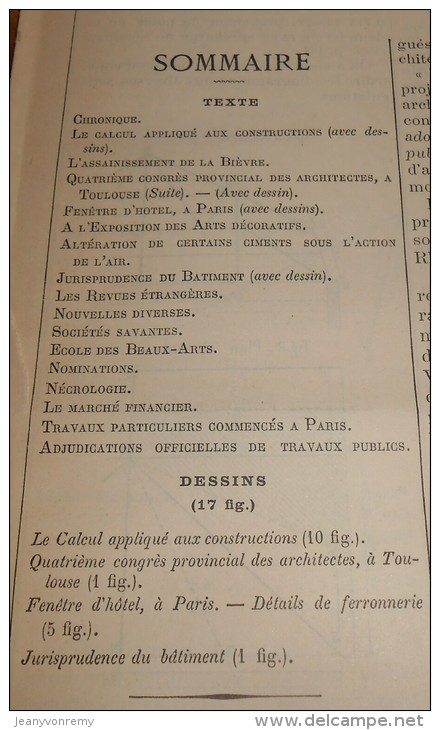 La Semaine Des Constructeurs. N°15.  8  Octobre 1887. Hôtel Particulier à Paris, Rue Nouvelle. - Magazines - Before 1900