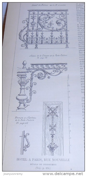 La Semaine Des Constructeurs. N°15.  8  Octobre 1887. Hôtel Particulier à Paris, Rue Nouvelle. - Magazines - Before 1900