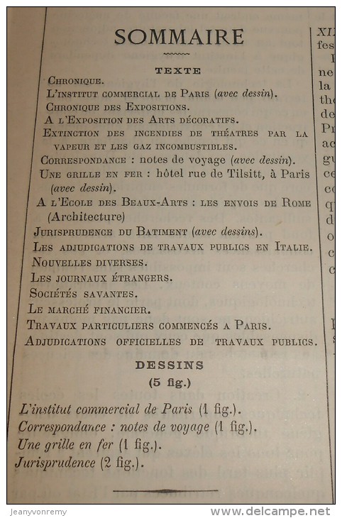 La Semaine Des Constructeurs. N°18.  29  Octobre 1887.Hôtel Particulier, Rue De Tilsit à Paris. Cathédrale De Clermont-F - Revues Anciennes - Avant 1900