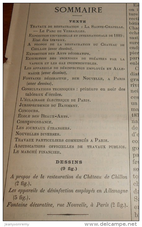La Semaine Des Constructeurs. N°20.  12  Novembre 1887. Fontaine, Rue Nouvelle à Paris. - Revues Anciennes - Avant 1900