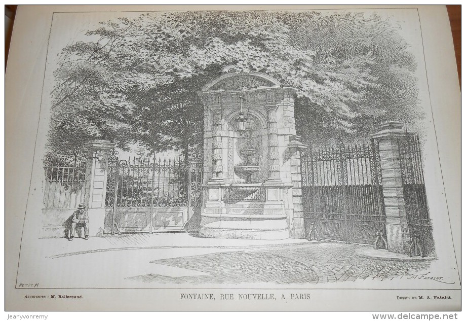 La Semaine Des Constructeurs. N°20.  12  Novembre 1887. Fontaine, Rue Nouvelle à Paris. - Magazines - Before 1900