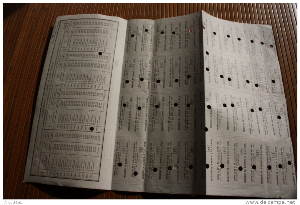 SNCF Compagnie Chemin De Fer De L'État Emprunt 5 % Obligation 1000 Fr. 1935 Tran A Titre Action Perforées Perforations - Bahnwesen & Tramways