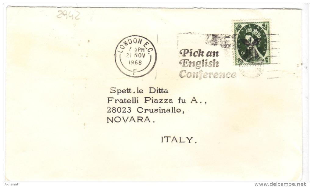 VER2942 - GRAN BRETAGNA 1968 , 9 Pence London F Per L'Italia . Pick An English Conference - Lettres & Documents