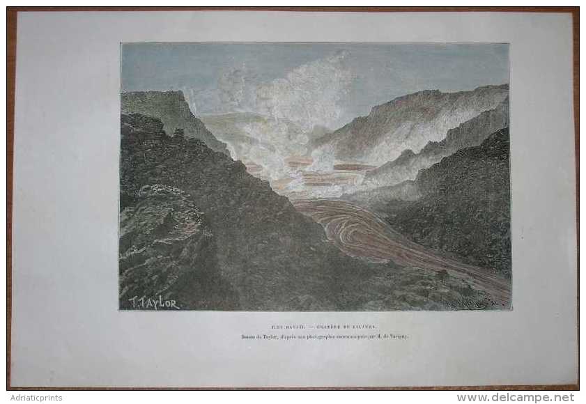 1889 Reclus Print KILAUEA VOLCANO, HAWAII ISLAND (#81) - Tappeti & Tappezzeria