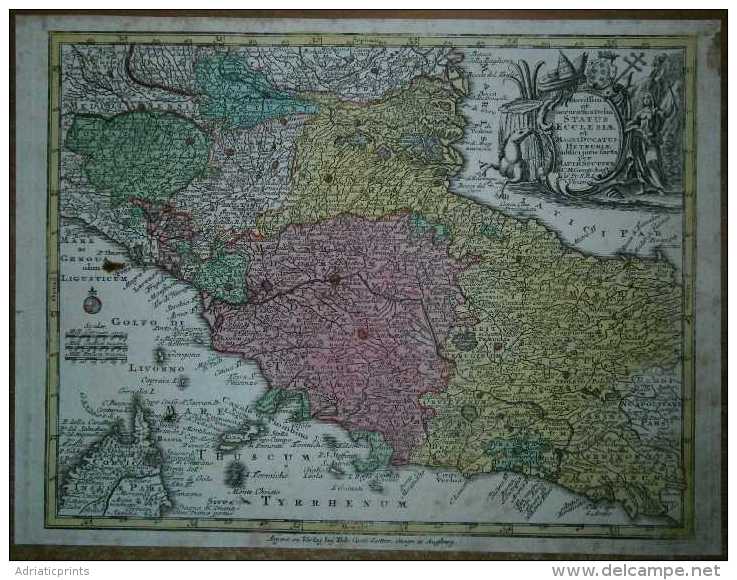 Ca.1744 Seutter Map PAPAL STATES AND TUSCANY - Andere & Zonder Classificatie