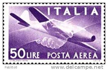 ITALIA REPUBBLICA ITALY REPUBLIC 1957 POSTA AEREA AIR MAIL DEMOCRATICA LIRE 50 STELLE STARS MNH - Airmail