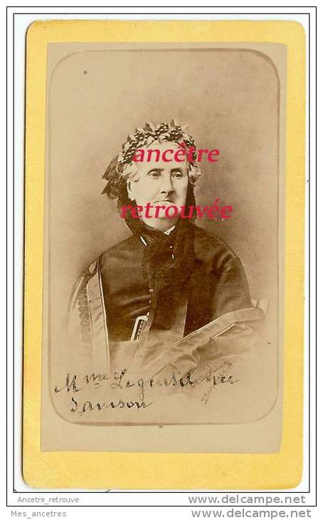 CDV Identifiée-vieille Femme Stéphanie Félicienne épouse Charles LEGENTIL Née Sanson (1800-1875)-photo Quinet à Paris - Ancianas (antes De 1900)