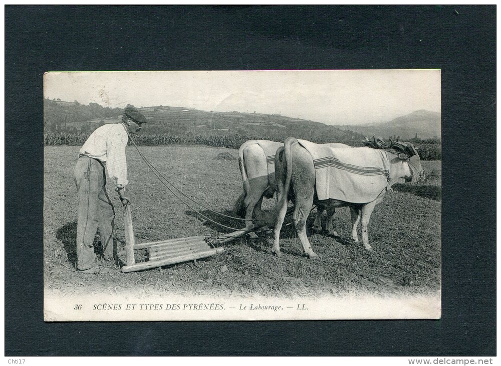 PAU /  BAYONNE  SCENES ET TYPES DES PYRENEEES  METIER  PAYSAN LE LABOURAGE  CIRC  OUI / 1912 - Autres & Non Classés