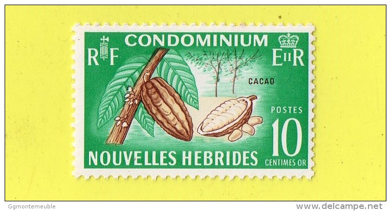 NOUVELLES - HEBRIDES ,,, **  10 CENTIMES OR ** ,,  CACAO. ,,, NEUF SANS TRACE DE CHARNIERE - Collections, Lots & Séries