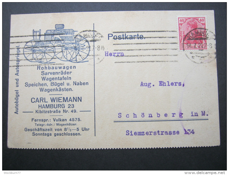 1921, HAMBURG, Firmenkarte - Covers & Documents