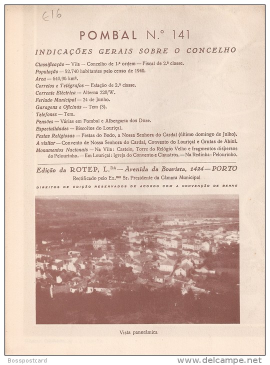 Pombal - Planta Da Vila E Mapa Do Concelho. Leiria (6 Scans) - Magazines