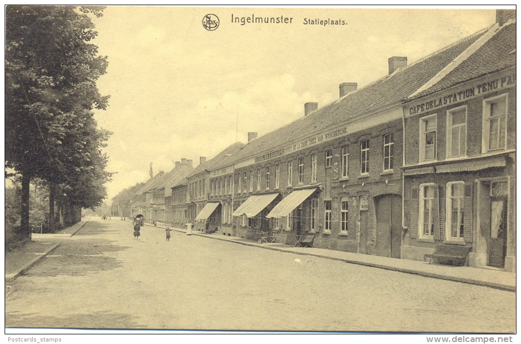 Belgien, Ingelmunster, Statieplaats, Hotel Und Cafe, Um 1915 - Ingelmunster