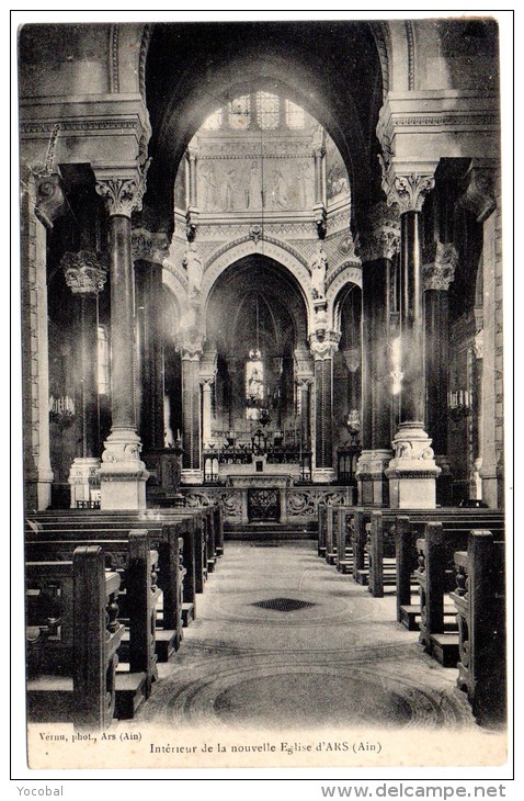 CP, 01, ARS, Intérieur De La Nouvelle Eglise D'ARS, Voyagé En 1917 - Ars-sur-Formans