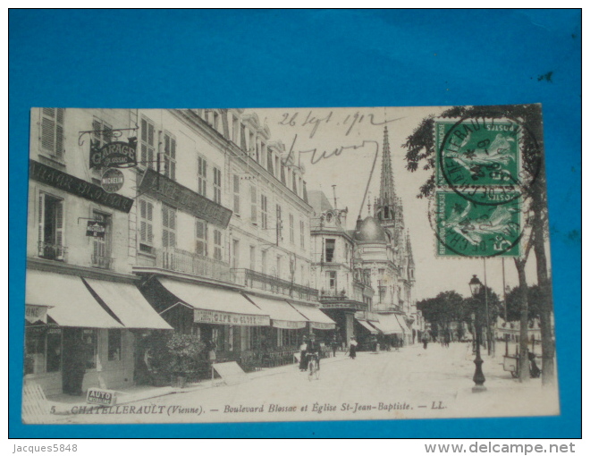 86) Chatellerault - N° 5 - Boulevard Blessac Et Eglise St-jean-baptiste   - ANNEE 1912   EDIT - LL - Chatellerault