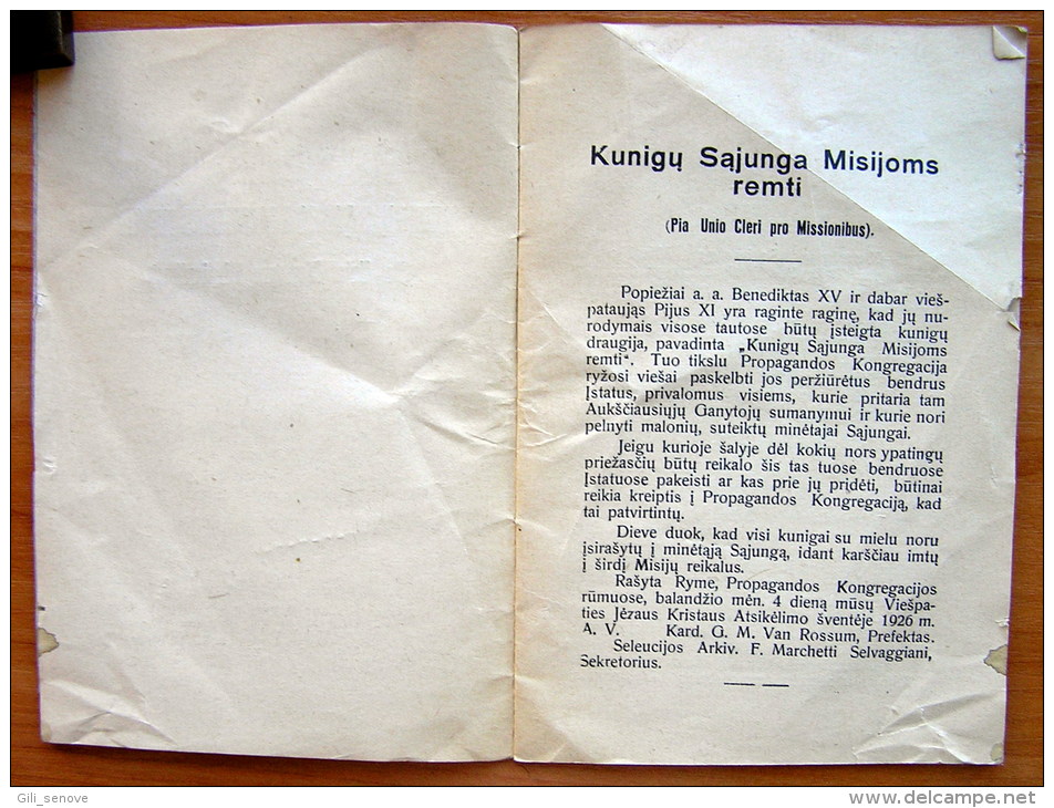 1929 Lithuania Lietuva/ Kunigu Sajunga Misijoms Remti - Oude Boeken