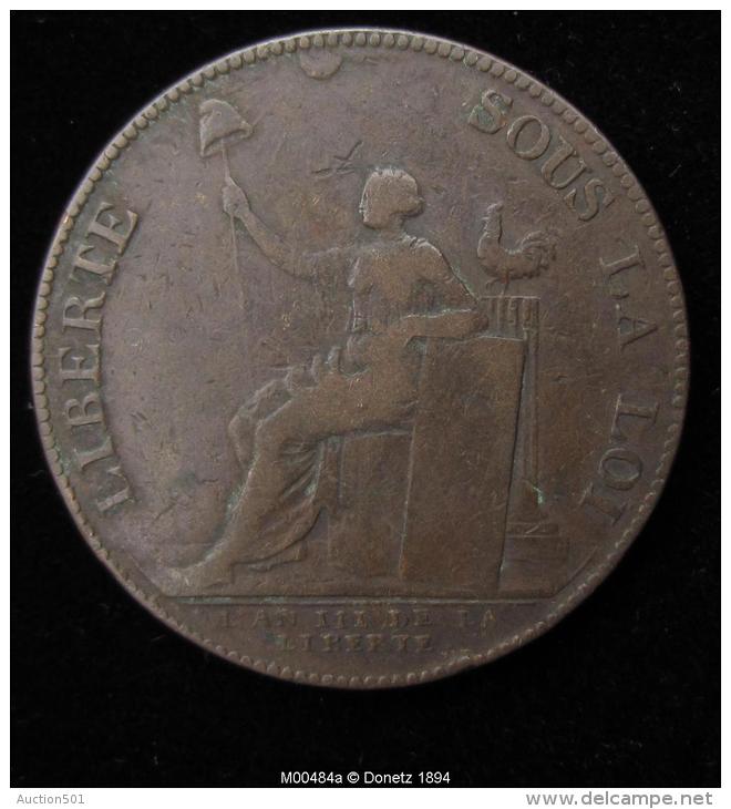 M00484 Medaille De Confiance De 2 Sols Contre Assignat, Monneron 1791 Et All. De La Liberté Et La Loi Au Revers 18 G - Monétaires / De Nécessité