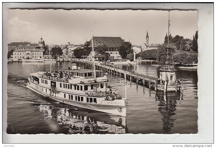 SCHIFFE - BINNENSCHIFFE - BODENSEE - "AUGSBURG" An Der Hafeneinfahrt Konstanz, 1955 - Paquebots