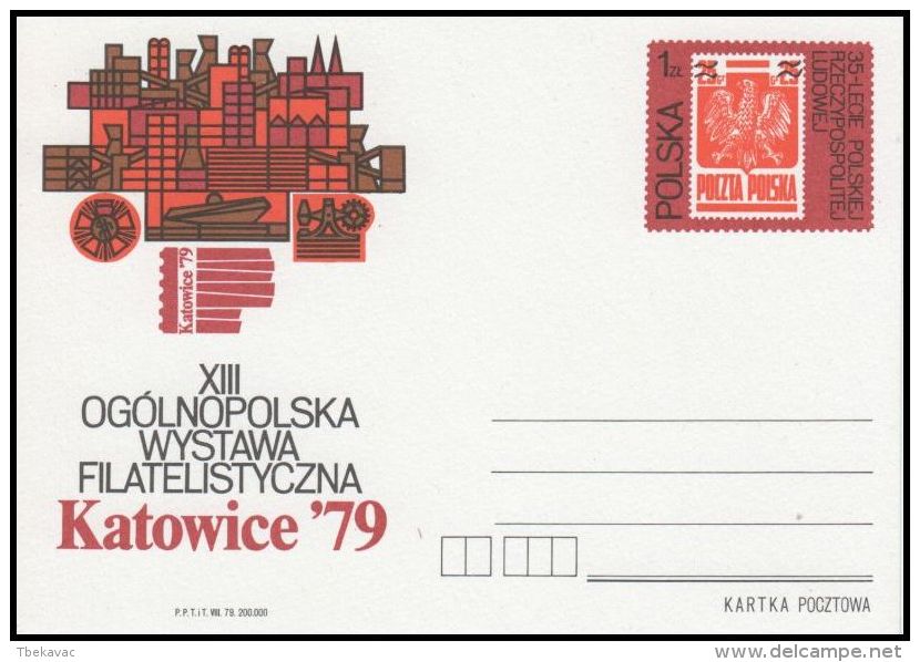 Poland, 1979, Postal Stationery "XIII National Philatelic Exhibition "Katowice 79"", Cp 729, Mint - Stamped Stationery