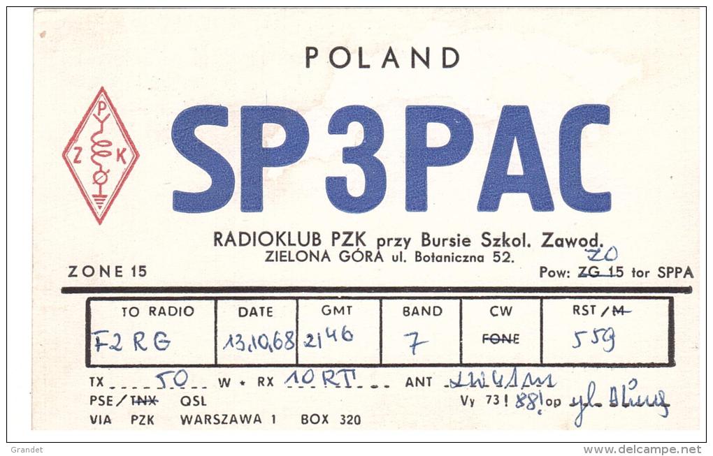 CARTE RADIO - QSL - CARTE RADIO QSL - POLOGNE - POLAND - ZAWOD - WARSAWA - 1968. - Radio Amateur