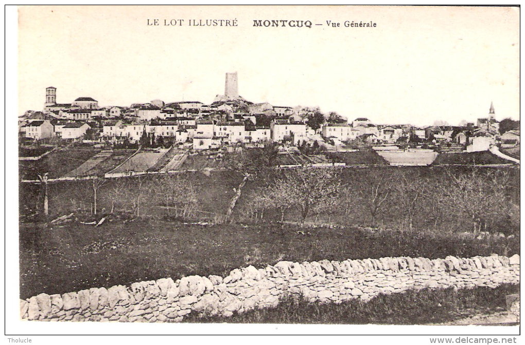 Montcuq (Cahors-Lot)-+/-1920-Le Lot Illustré-Vue Générale Du Village Et De L'Eglise-Mur En Pierres-Edit. Librairie Girma - Montcuq