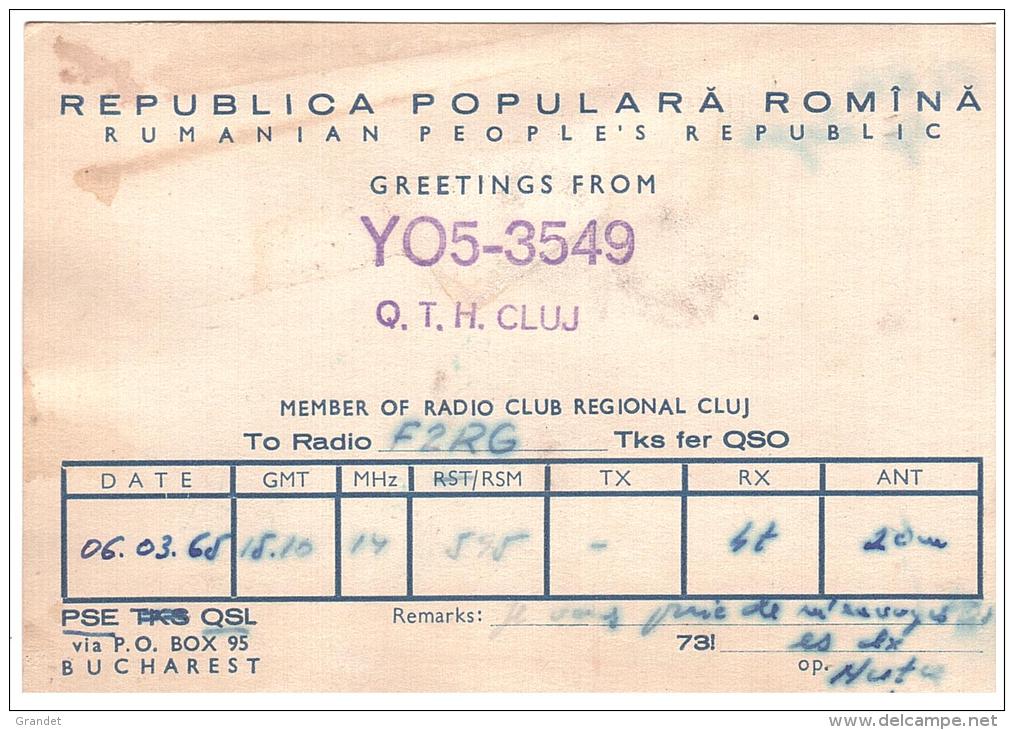 CARTE RADIO - QSL - CARTE RADIO QSL - ROUMANIE - ROMANIA - ROMINA - BUCAREST - BUCHAREST - 1965. - Radio Amateur