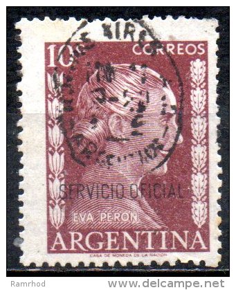 ARGENTINA 1953 Official - Eva Peron - 10c Red  FU - Servizio