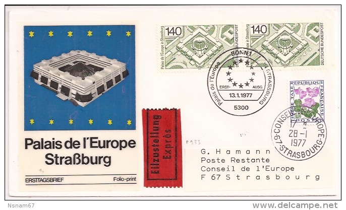 P933 - CONSEIL EUROPE - PALAIS EUROPE BONN STRASBOURG - 1977 - Expres - - EU-Organe