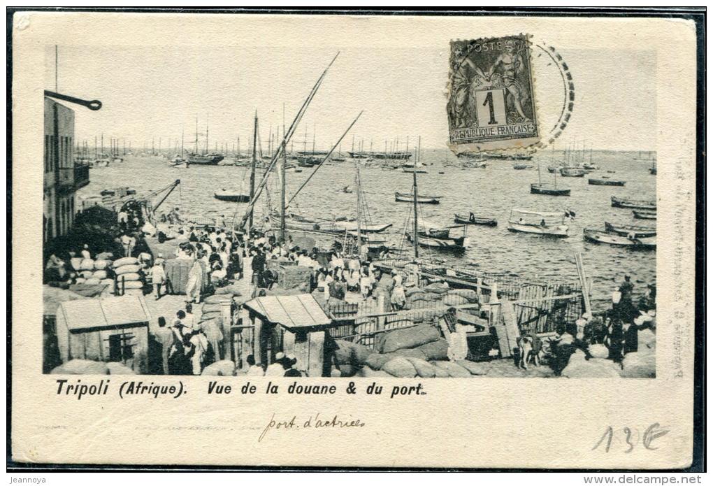 LEVANT - FRANCE N° 83 / CPA " TRIPOLI, VUE DE LA DOUANE & DU PORT " OBL. TRIPOLI POUR BEZIERS - B - Brieven En Documenten