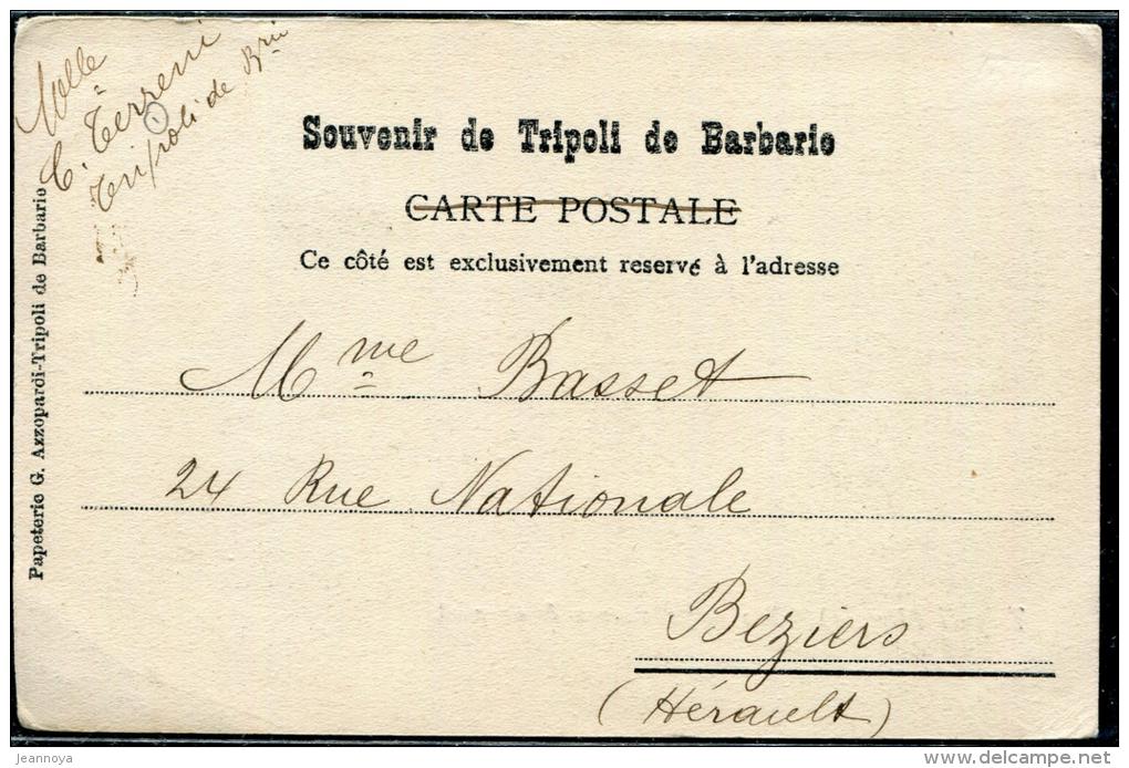 LEVANT - FRANCE N° 83 / CPA " TRIPOLI, VUE DE LA DOUANE & DU PORT " OBL. TRIPOLI POUR BEZIERS - B - Lettres & Documents