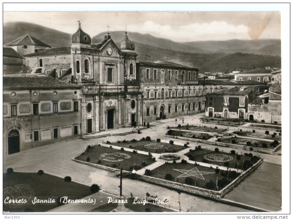 Bellissima Cartolina Anni 50   " Cerreto Sannita (Benevento) Piazza Luigi Sodo   " - Benevento