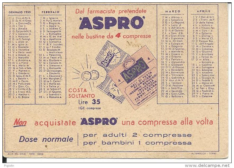 CAL220 - CALENDARIETTO 1955 - ASPRO - Petit Format : 1941-60