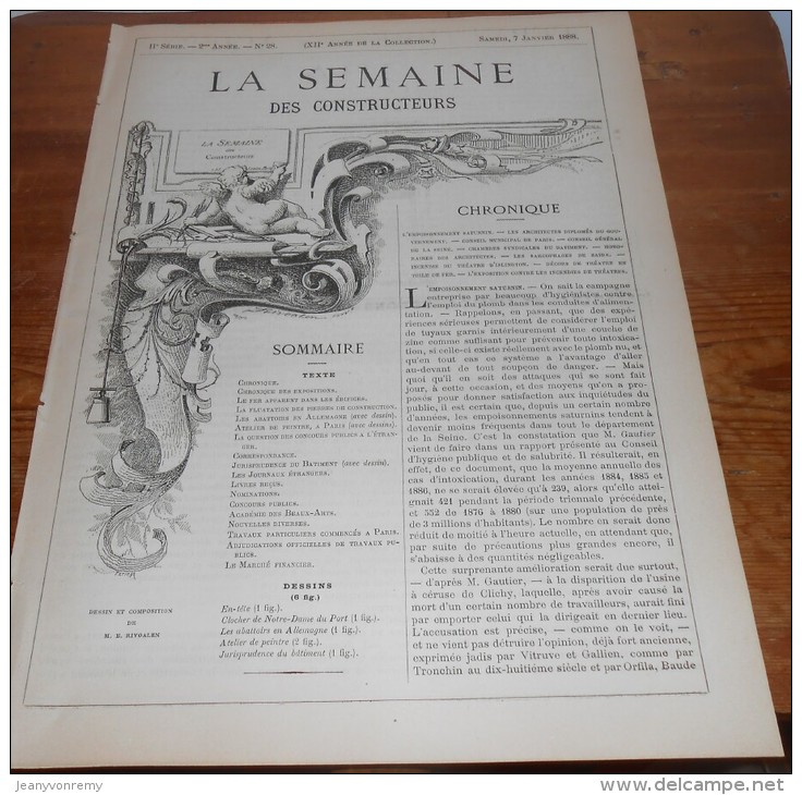 La Semaine Des Constructeurs. N°28.  7 Janvier 1888. Les Abattoirs En Allemagne. Atelier De M.A..Boulevard Bineau, Paris - Magazines - Before 1900