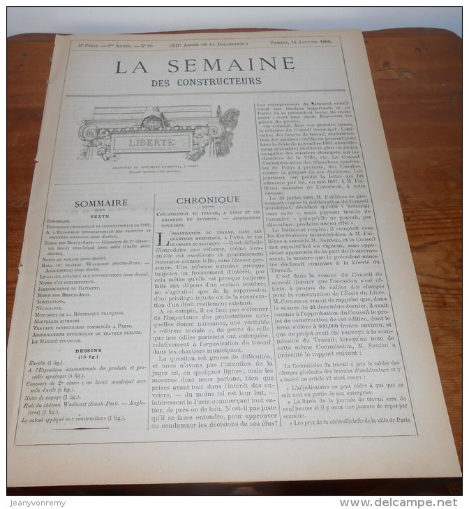 La Semaine Des Constructeurs. N°29.  14 Janvier 1888. Château Wadhurst. Angleterre. Vestiges Gallo-Romains De Mercure Ar - Magazines - Before 1900