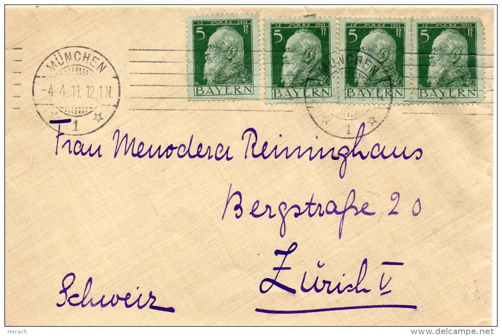 ALLEMAGNE BAVIERE  LETTRE POUR LA SUISSE 1911 - Other & Unclassified