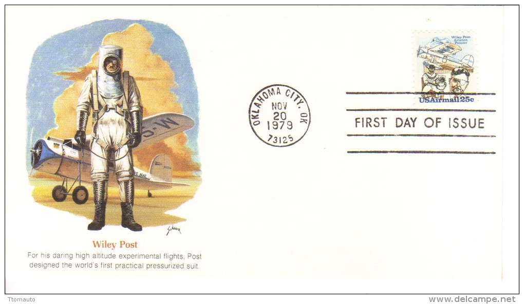 US  -  Wiley Post  -  Pionnier D´Aviation  -  Fleetwood  FDC  -  Premier Jour D´Emission - Flugzeuge