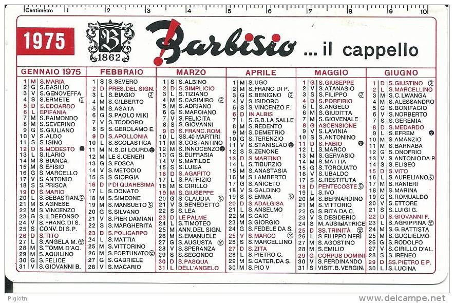 CAL238 - CALENDARIETTO 1975 - BARBISIO - Formato Piccolo : 1971-80