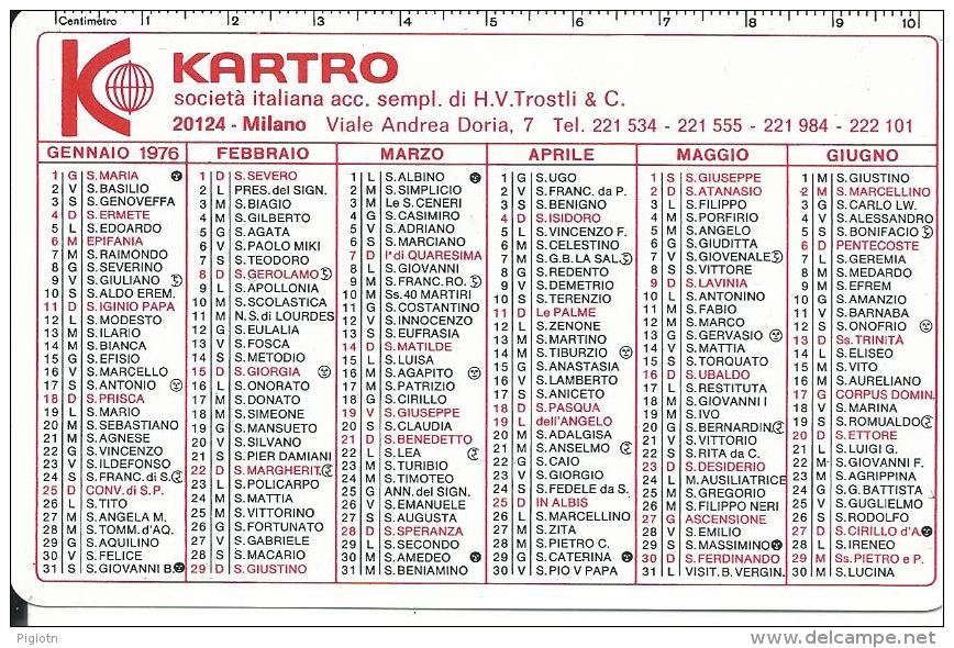 CAL239 - CALENDARIETTO 1976 - KARTRO - Klein Formaat: 1971-80