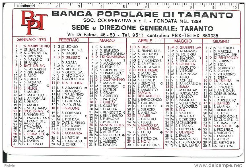 CAL245 - CALENDARIETTO 1979 - BANCA POPOLARE DI TARANTO - Klein Formaat: 1971-80