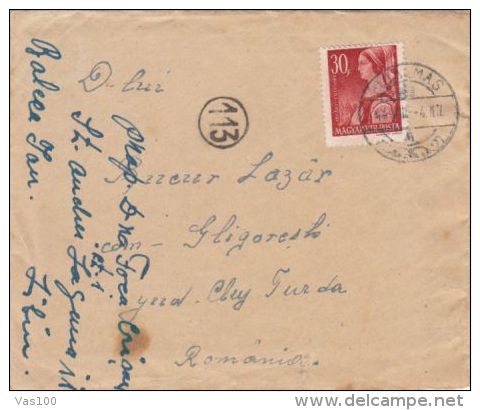 HUNGARIAN PEASANT WOMAN, STAMP ON COVER, 1944, HUNGARY - Lettres & Documents