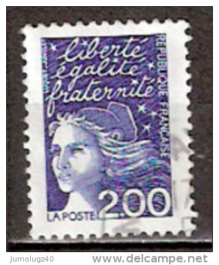 Timbre France Y&T N°3090 (03) Obl. Marianne Du 14 Juillet.  2.00 F. Bleu. Cote 0.30 € - 1997-2004 Maríanne Du 14 Juillet