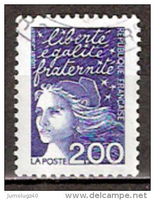 Timbre France Y&T N°3090 (04) Obl. Marianne Du 14 Juillet.  2.00 F. Bleu. Cote 0.30 € - 1997-2004 Marianne Du 14 Juillet