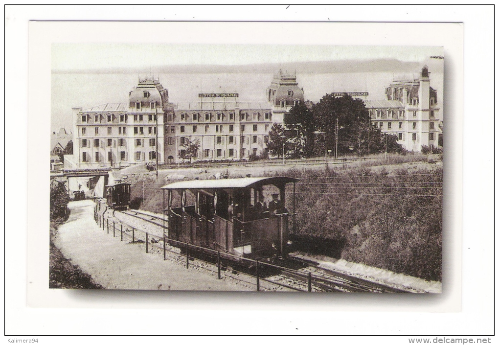 FUNICULAIRE  D´ EVIAN - NEUVECELLE ( 1910 ) /  LE  1er  FUNICULAIRE  DEVANT  LE  SPLENDIDE  HOTEL  /  CPM  édition  2002 - Funiculares