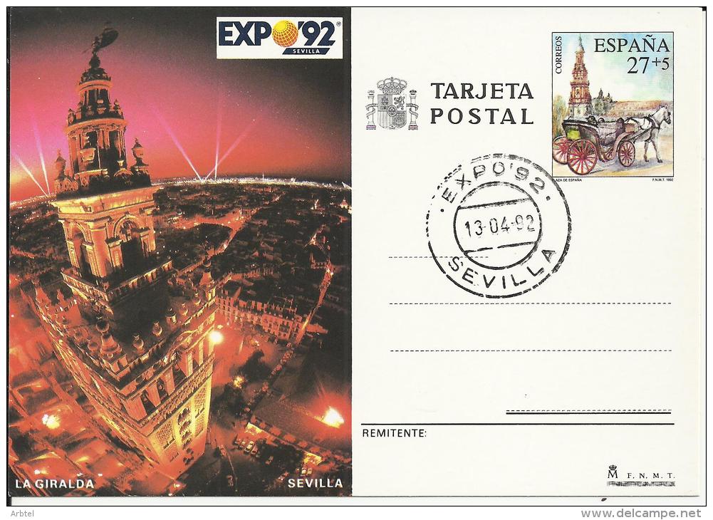 SEVILLA EXPO 92 ENTEROS POSTALES CON 7 MATASELLOS DE LAS OFICINAS POSTALES DE LA EXPO REF.1 - 1992 – Sevilla (Spanien)