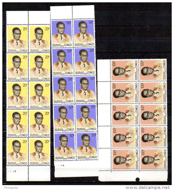 1969   Armoiries, Mobutu, 10 X  693 / 707**en Bloc, Cote 200 €, - Mint/hinged