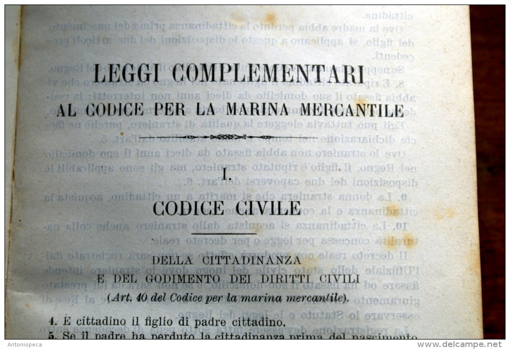 CODICI E REGOLAMENTO DELLA MARINA MERCANTILE DEL REGNO D'ITALIA 1898 - Libri Antichi