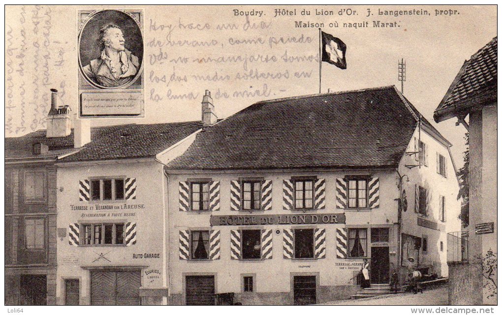 /SUISSE/  BOUDRY HOTEL DU LION MAISON OU NAQUIT MARAT - Boudry