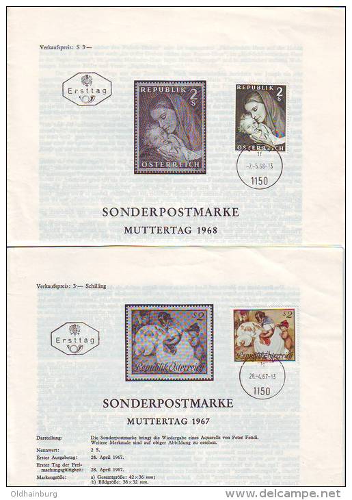 0446l: Muttertag 2 Belege 1967 Und 1968, Österreich- Legenden Mit FDC- Stempel - Día De La Madre