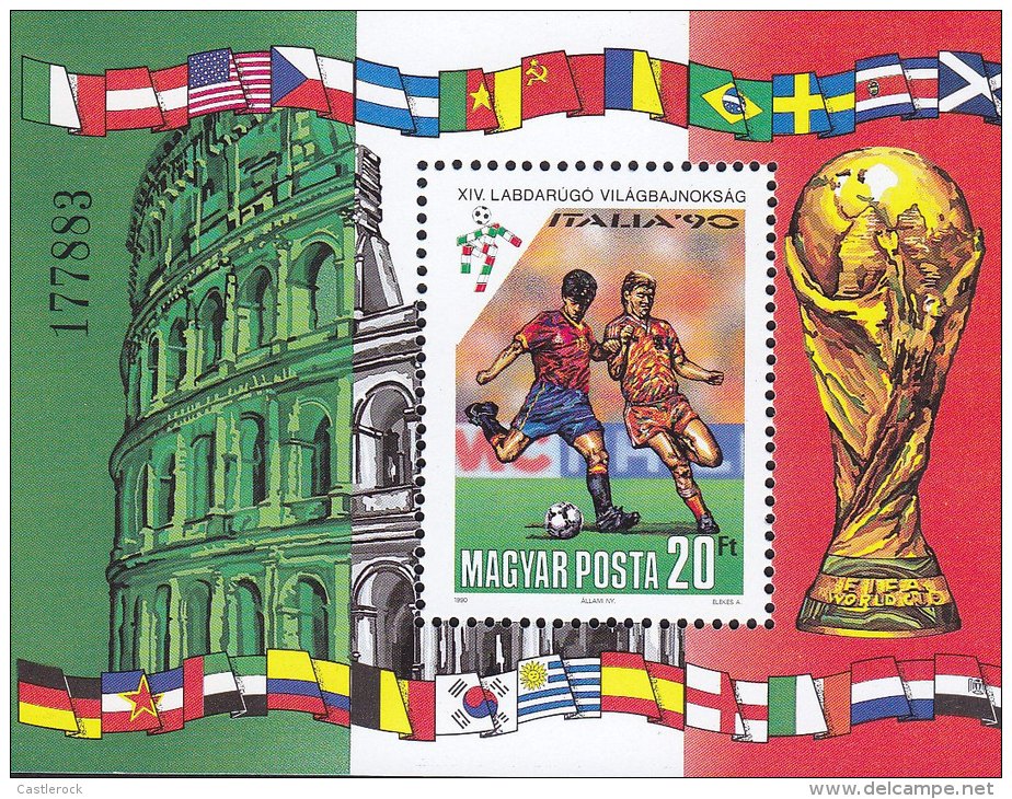 G)1990 HUNGARY, ITALY 90-FIFA WORLD CUP-FOOTBALL PLAYERS-ROMAN COLISEUM, S/S, MNH - Unused Stamps